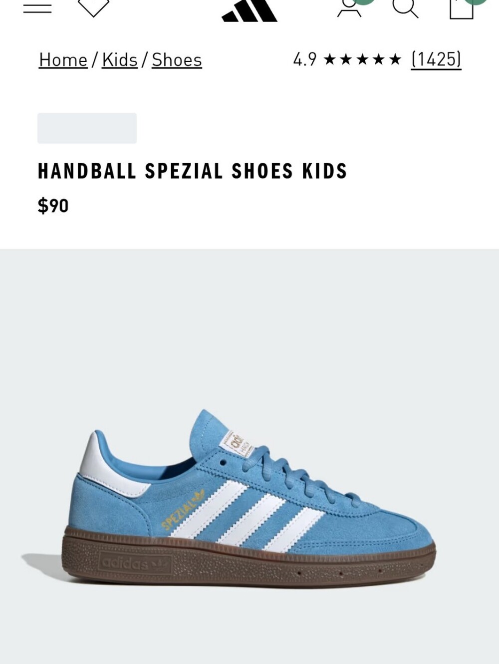 adidas Kids Handball Spezial Sneakers in Light Blue & White